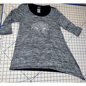 Space Coast Harley Davidson Ladies 3/4 Sleeve Shirt Sz XS Black Heather Gray